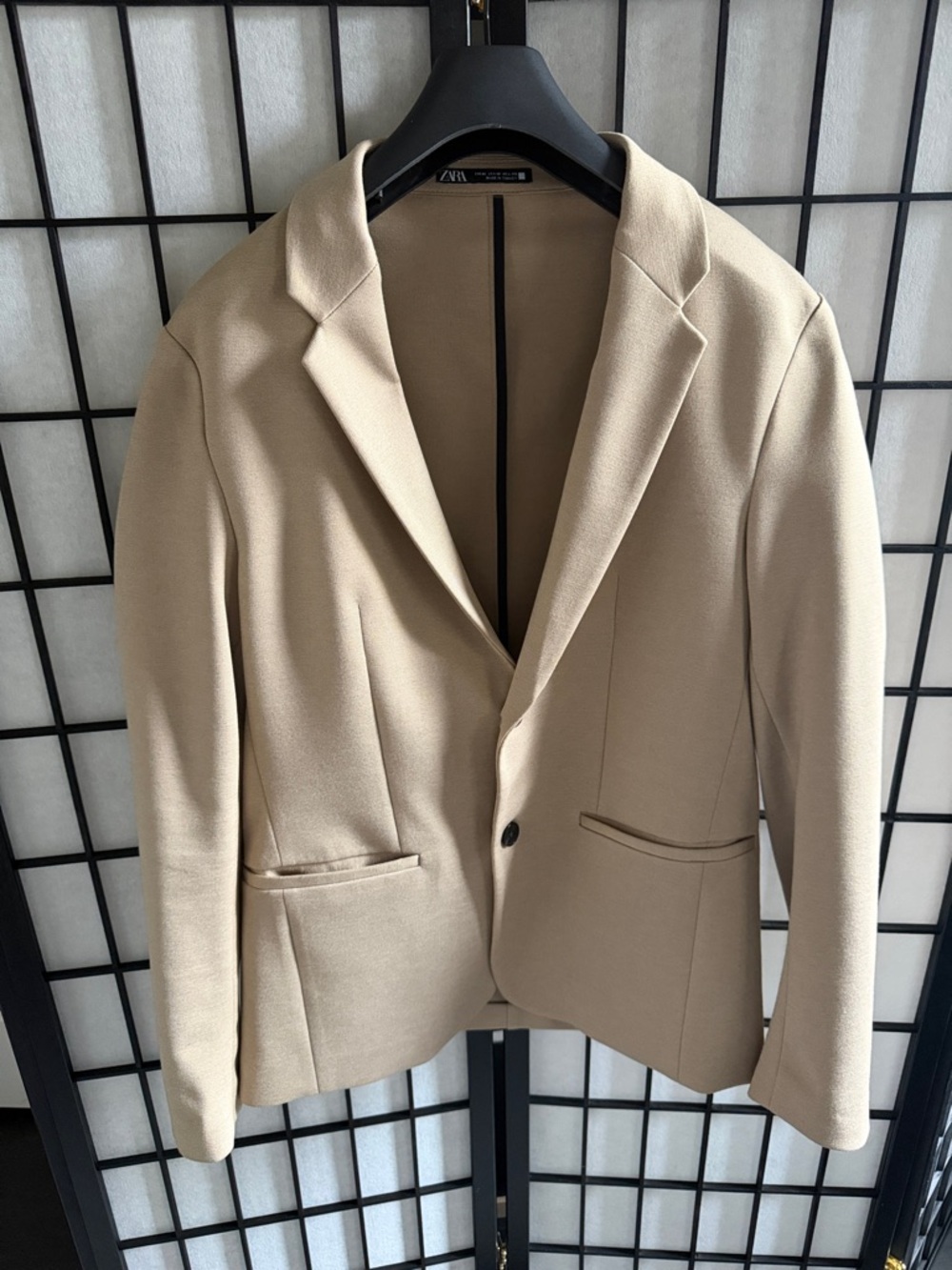 Zara Tailored Single-Button Blazer in Beige